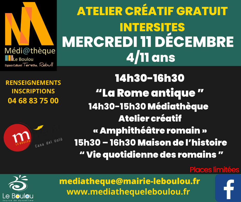 ATELIER CRÉATIF 4 /11 ANS “LA ROME ANTIQUE ”