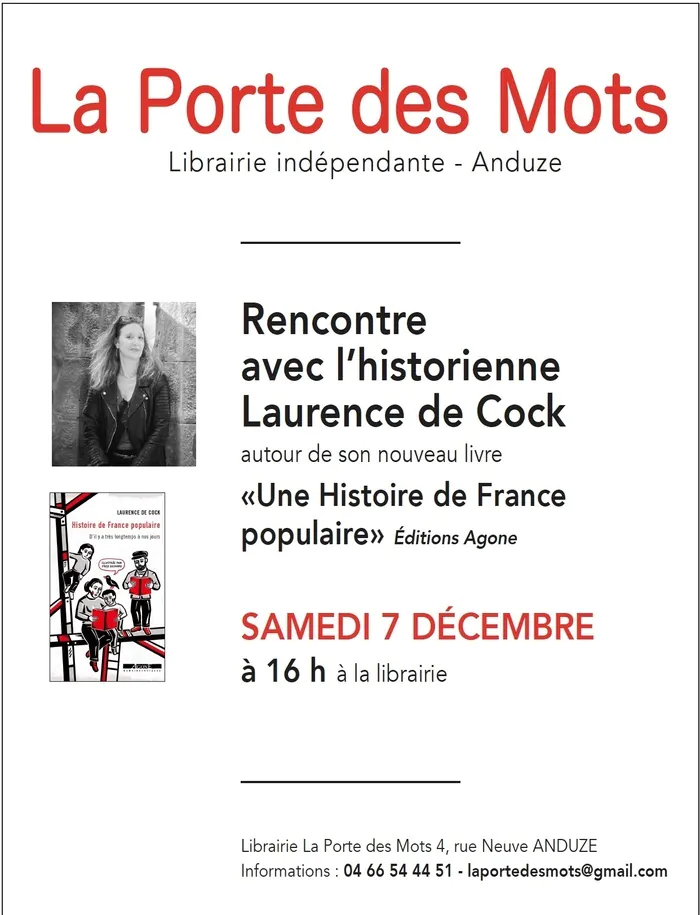 Rencontre avec l'historienne Laurence de Cock Librairie La Porte des Mots Anduze