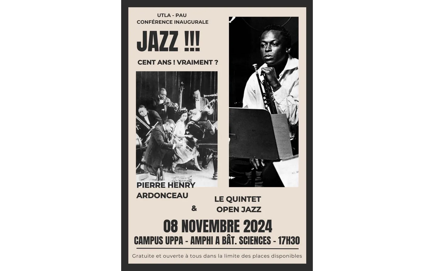 UTLA Conférence "LE JAZZ CENT ANS ! VRAIMENT ?"