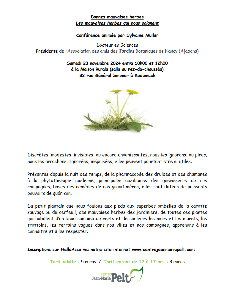 CONFÉRENCE LES MAUVAISES HERBES QUI NOUS SOIGNENT