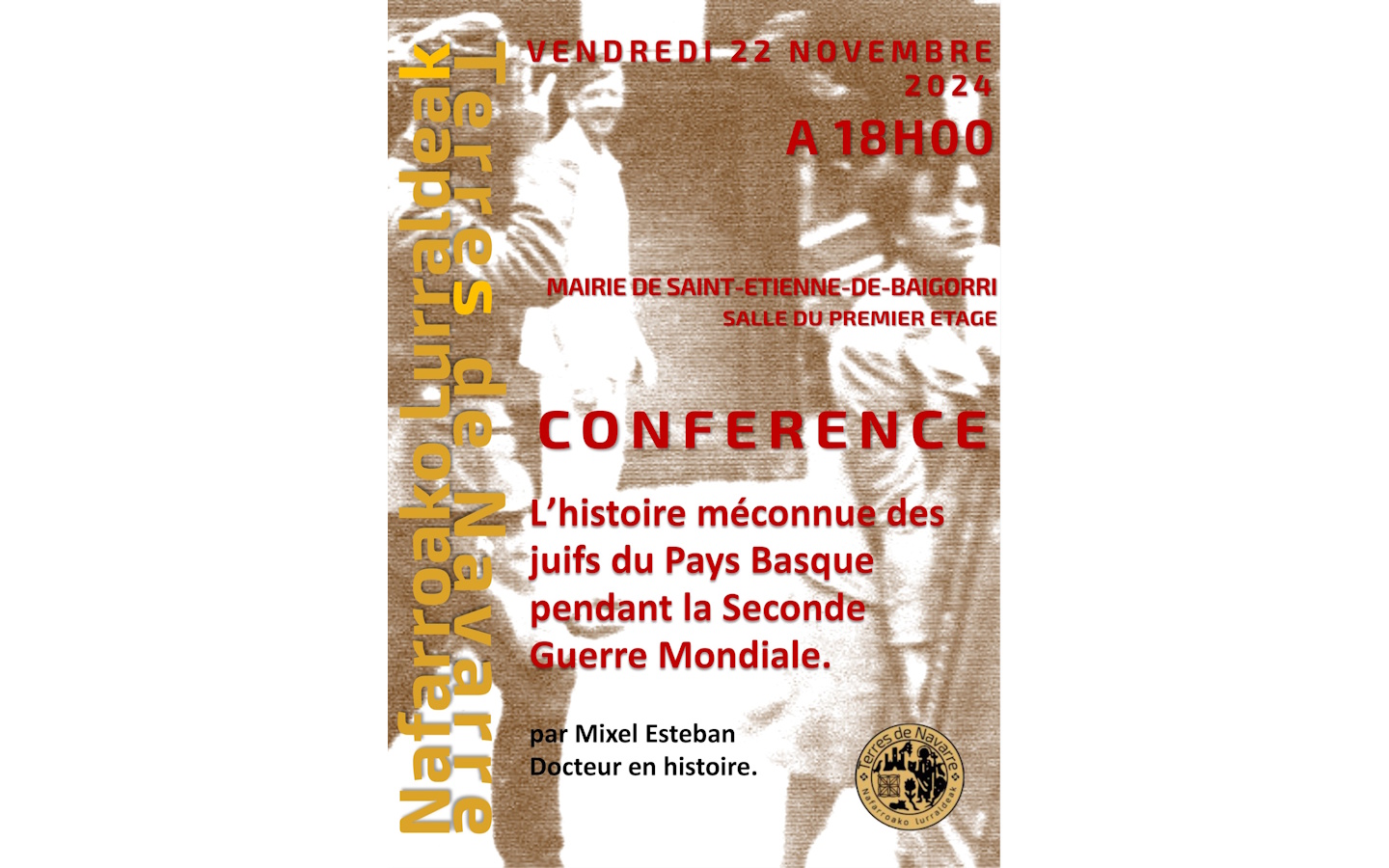 Conférence l'histoire méconnue des juifs du Pays Basque pendant la Seconde Guerre Mondiale par Mixel Esteban