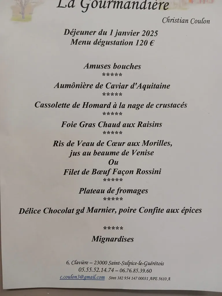 Menu de fêtes à La Gourmandière