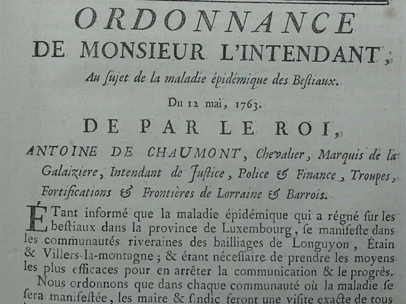 CONFÉRENCE DES ÉPIZOOTIES AU XVIIIE SIÈCLE À SARREGUEMINES ET ENVIRONS