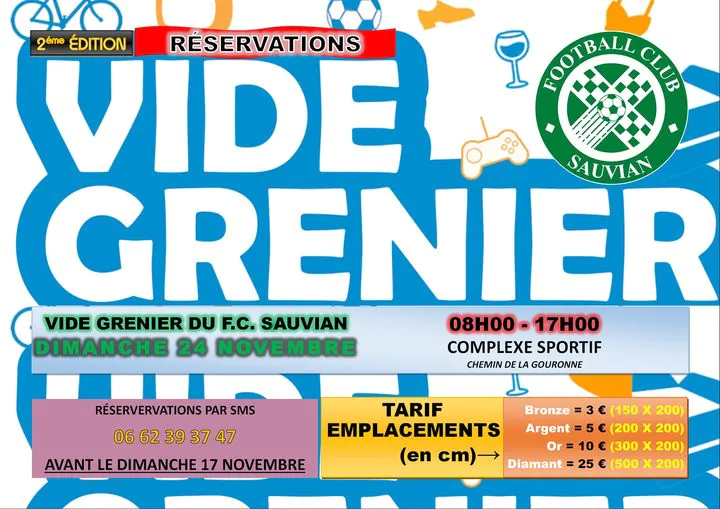 VIDE GRENIER ORGANISÉ PAR FC SAUVIAN