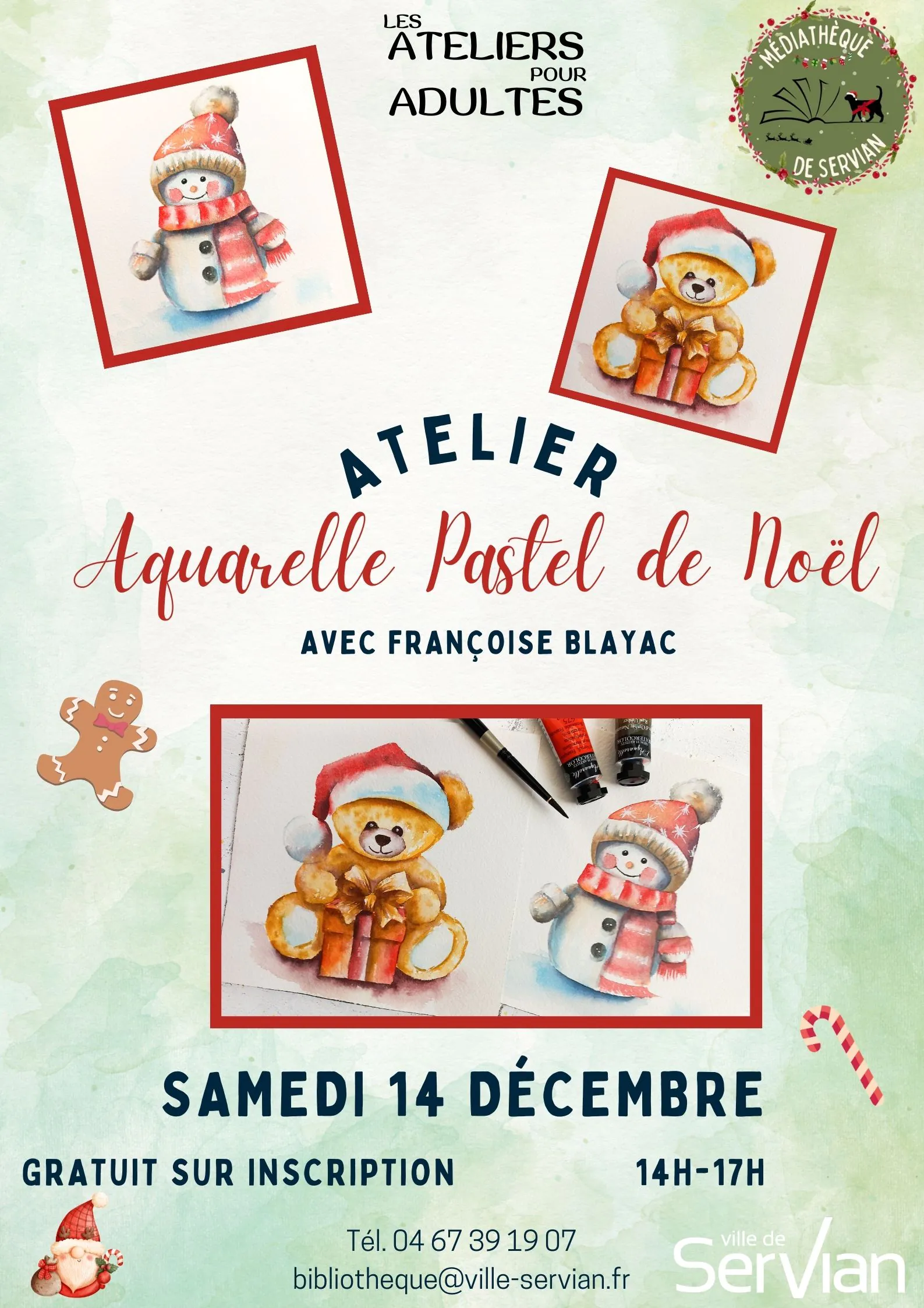 ATELIER AQUARELLE PASTEL DE NOËL- MÉDIATHÈQUE