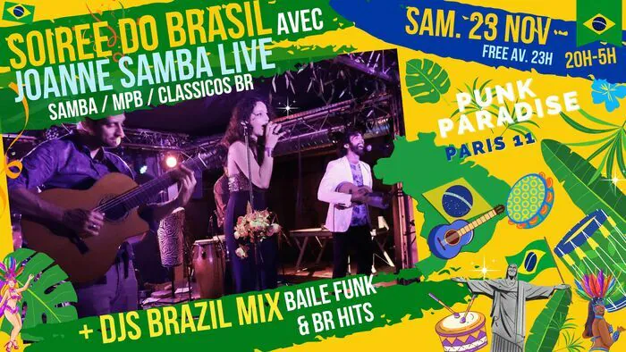 Soirée Do Brasil w/ live samba/MPB & Clubbing Brazil mix à Paris 11 !! Punk Paradise Paris