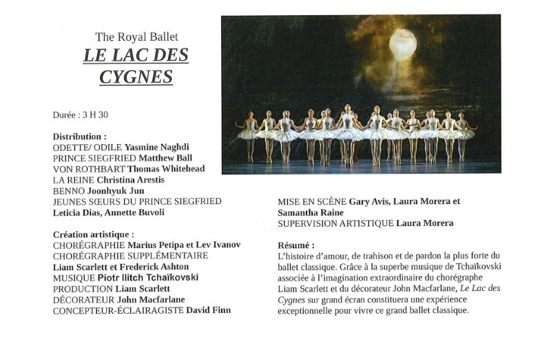 Opéras Ballets filmé "Le Lac des Cygnes" au Cinéma Le Plaza