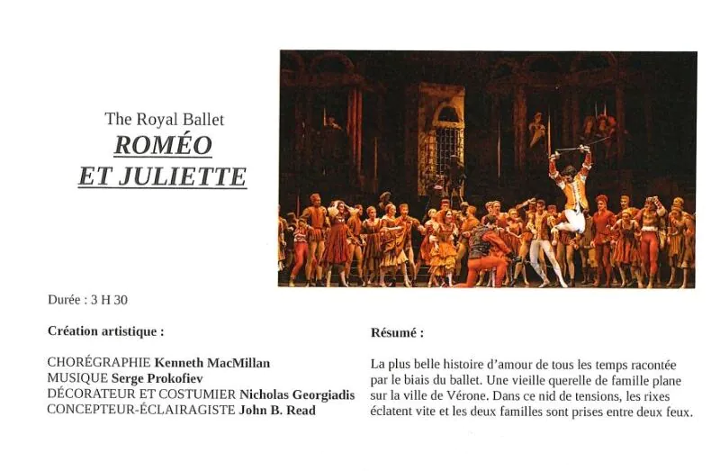 Opéras Ballets filmé "Roméo et Juliette" au Cinéma Le Plaza