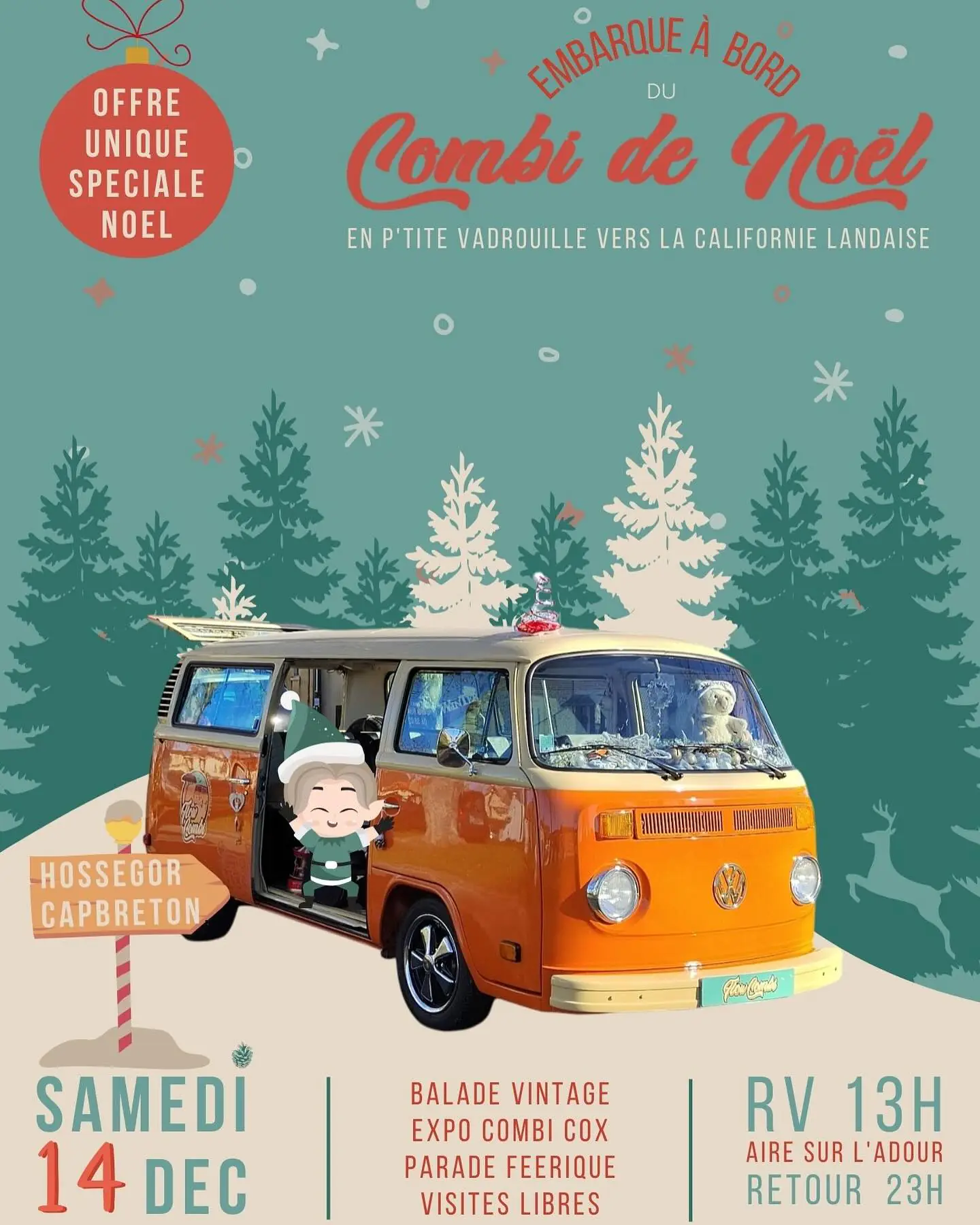 Embarque à bord du Combi de Noël