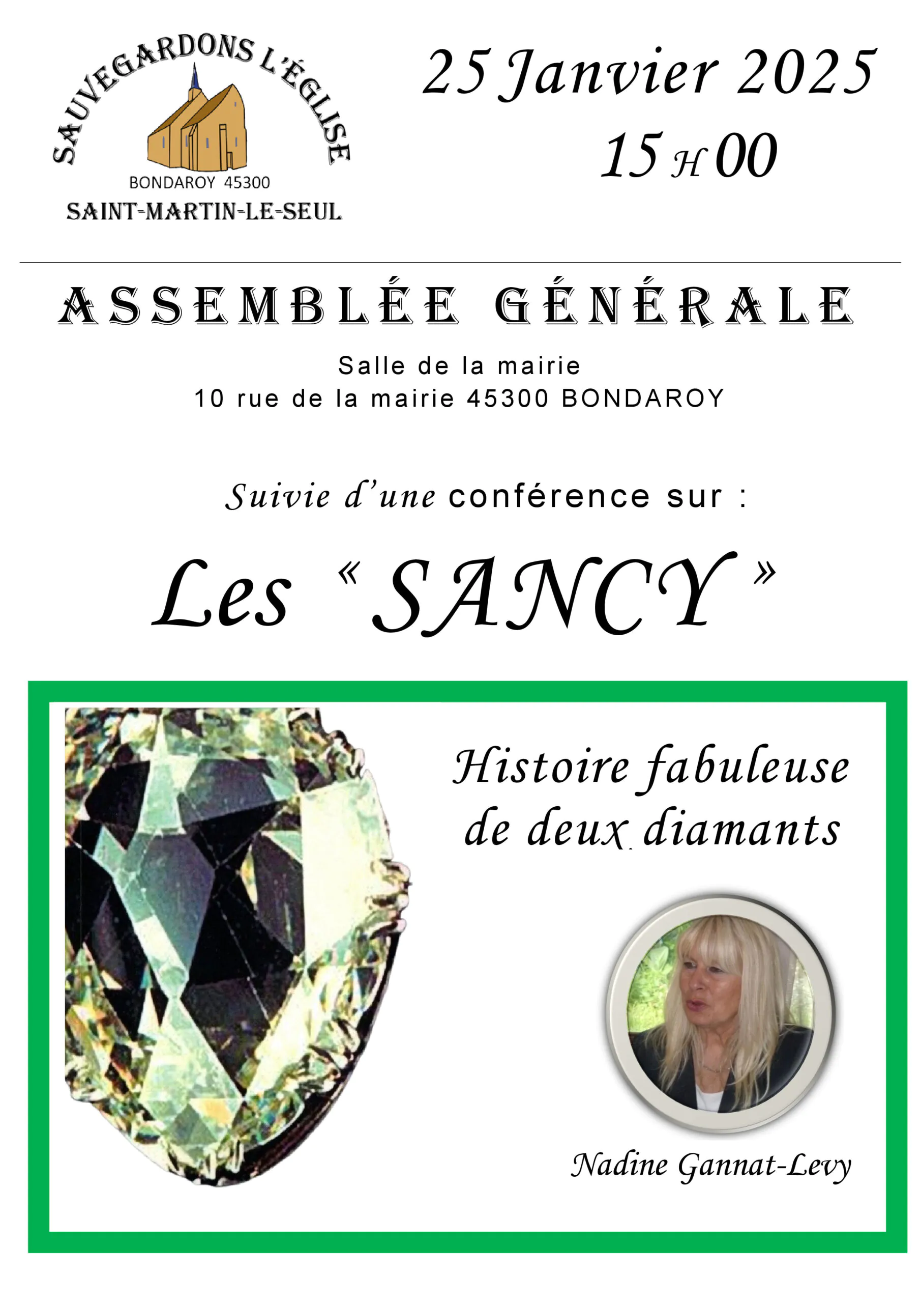 Assemblée Générale et Conférence sur les célèbres diamants "SANCY"