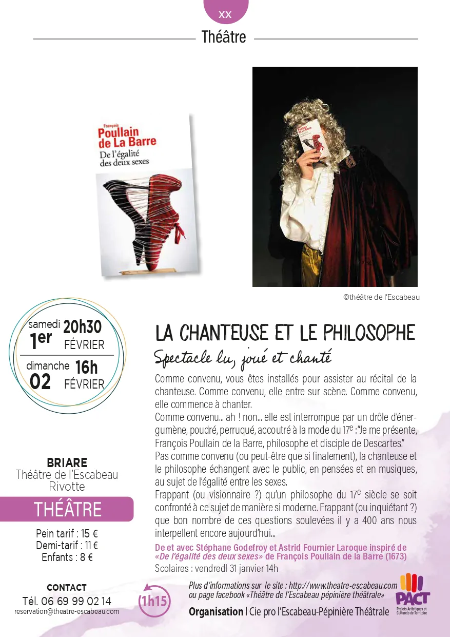 Théâtre "La chanteuse et le philosophe" spectacle lu