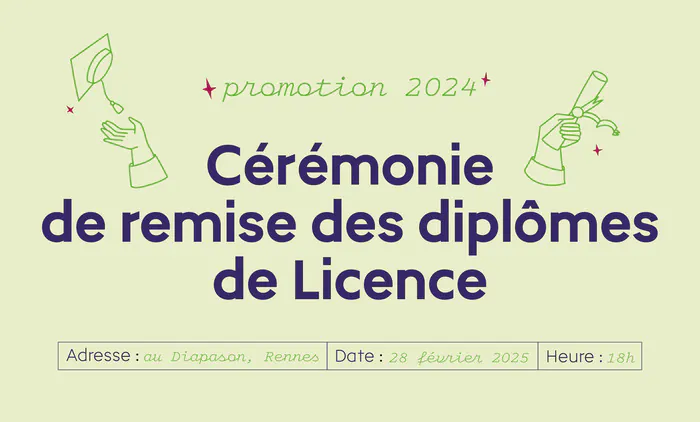 Cérémonie de remise des diplômes de Licence - Promotion 2024 Le Diapason - Campus Beaulieu Rennes