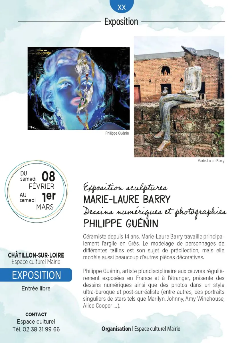 Exposition de peintures de Marie-Laure Barry et de dessins numériques et photographies de Philippe Guénin