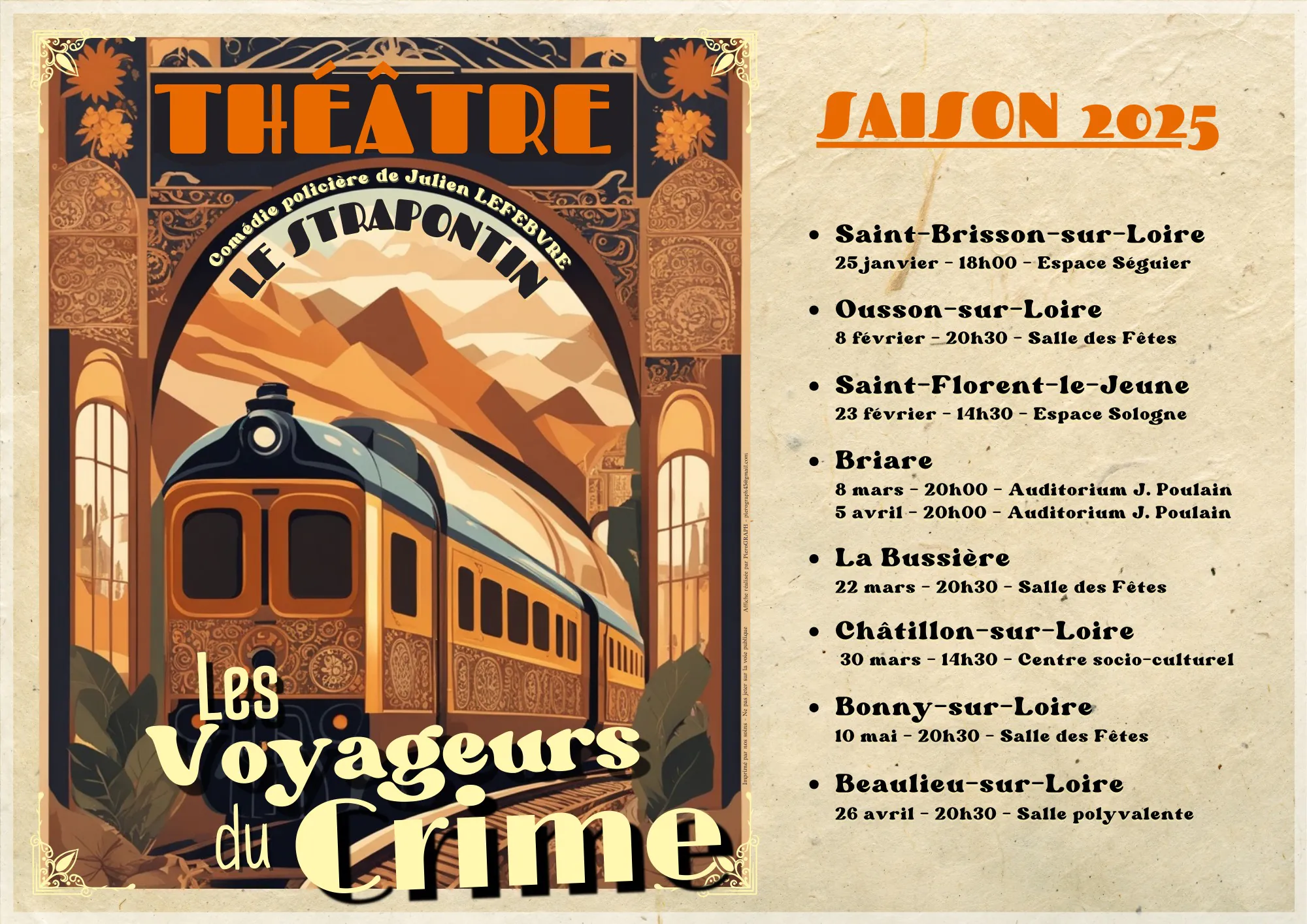 Théâtre "Les voyageurs du crime" avec Le Strapontin