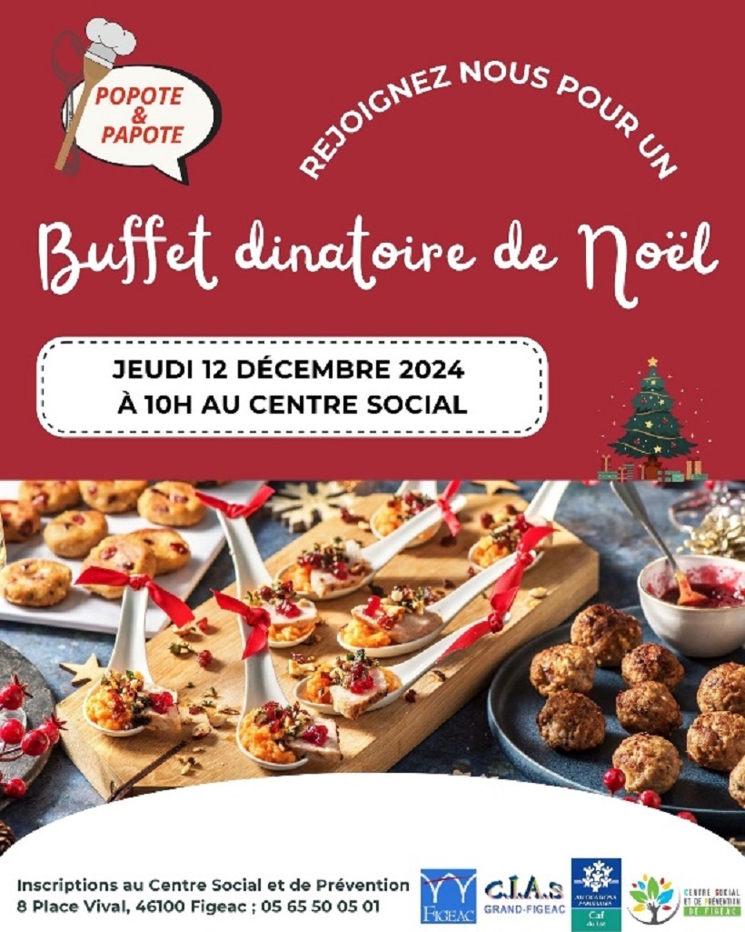 Atelier buffet dînatoire de Noël ! avec "Popote & Papote" Figeac