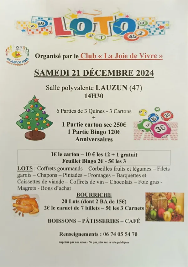 Loto du Club la Joie de Vivre