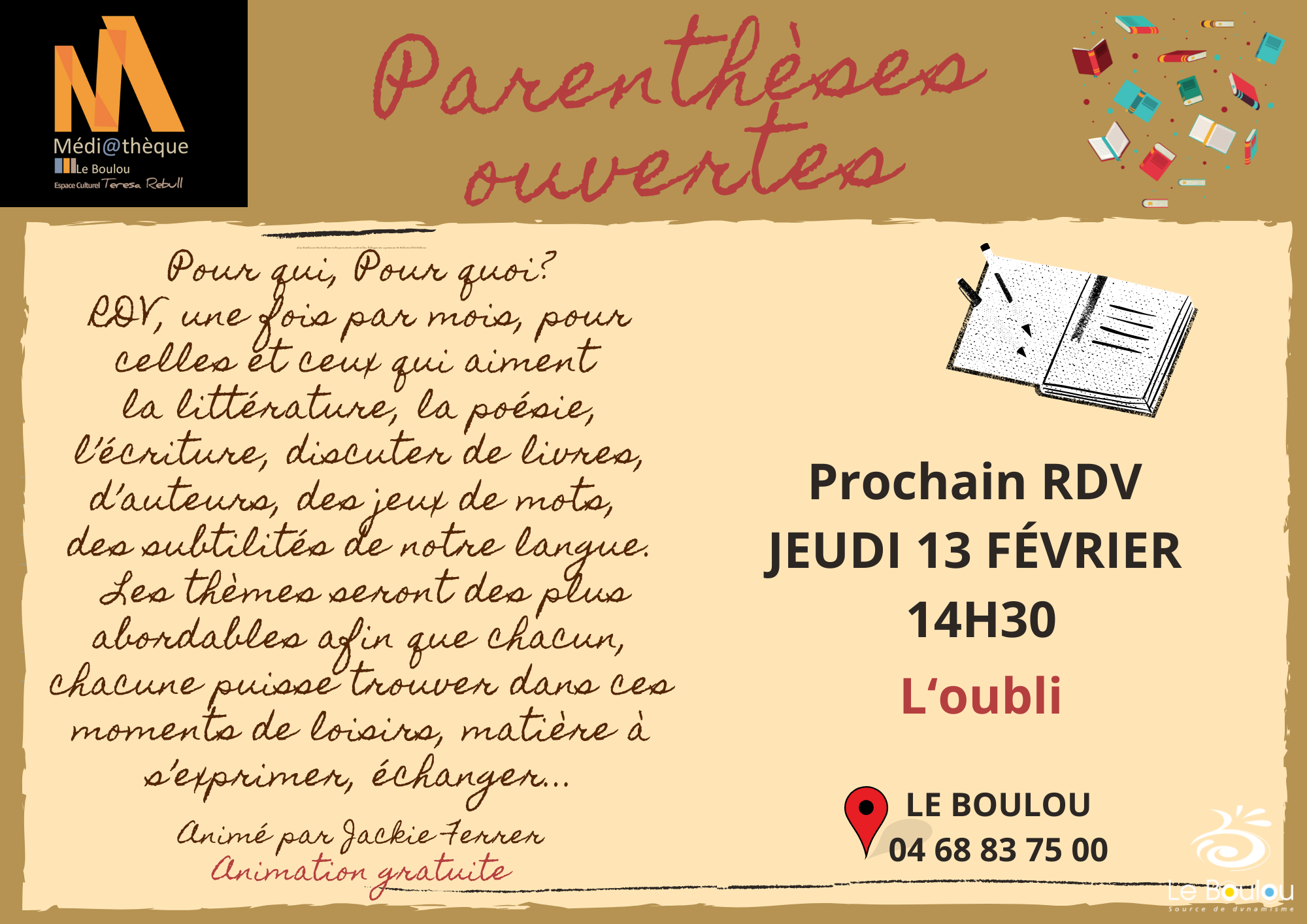 PARENTHÈSES OUVERTES "L'OUBLI"