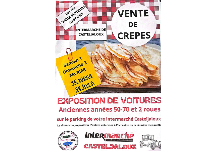 Vente de crêpes réalisée par les Vieux Moteurs Gascons.