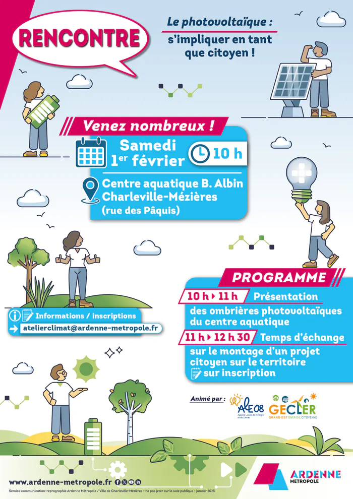 Rencontre projet citoyen photovoltaïque samedi 1er février 2025 Centre aquatique Bernard Albin Charleville-Mézières