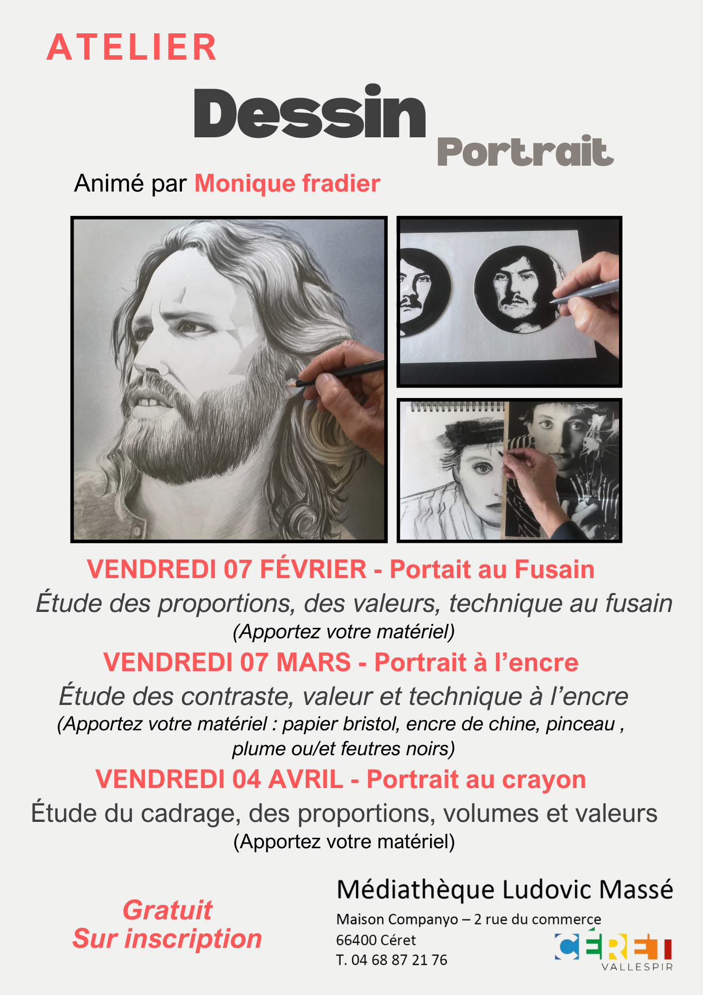 ATELIER DESSIN PORTRAIT AU FUSAIN