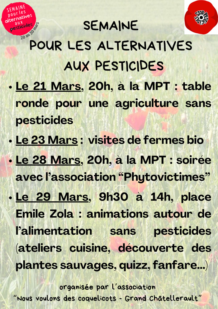 Semaine pour les alternatives aux pesticides du 20 au 30 Mars