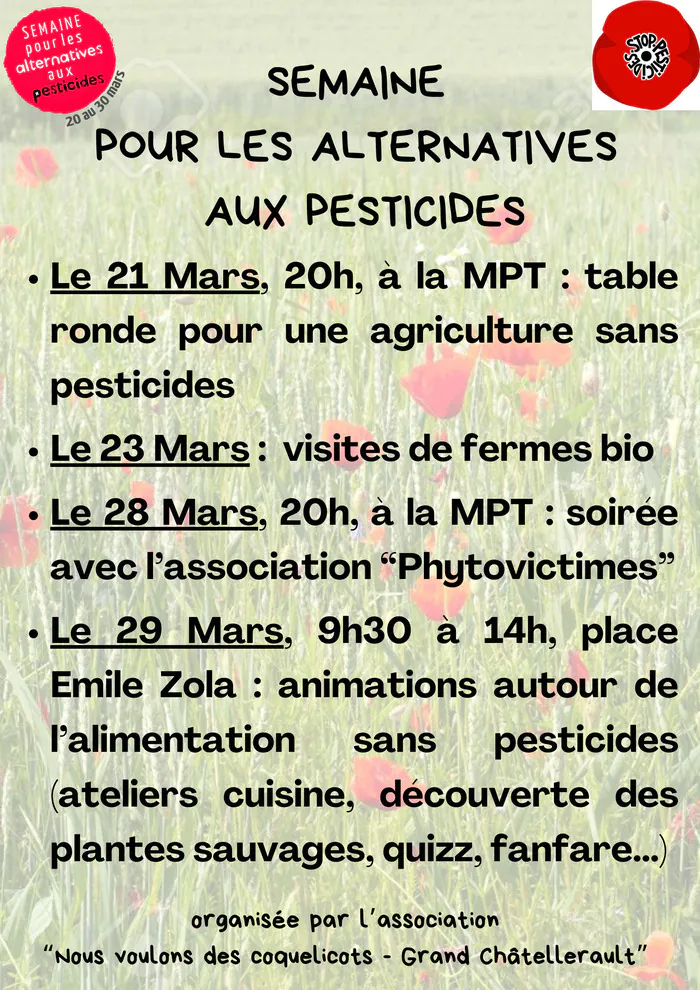 Semaine pour les alternatives aux pesticides du 20 au 30 Mars