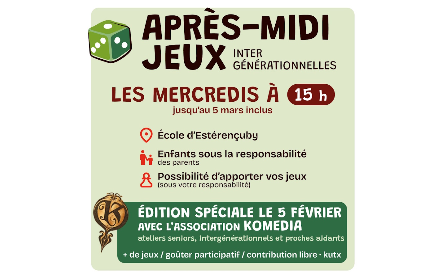 Après-midi jeux intergénérationnelles avec l'association Komedia