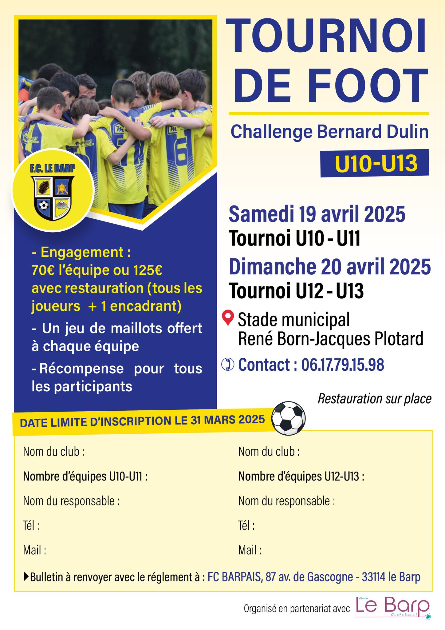 Tournoi de foot Challenge Bernard Dulin U10 U13