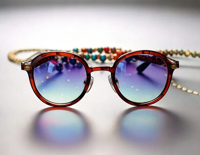 lunettes carrées chaines perles multicolores