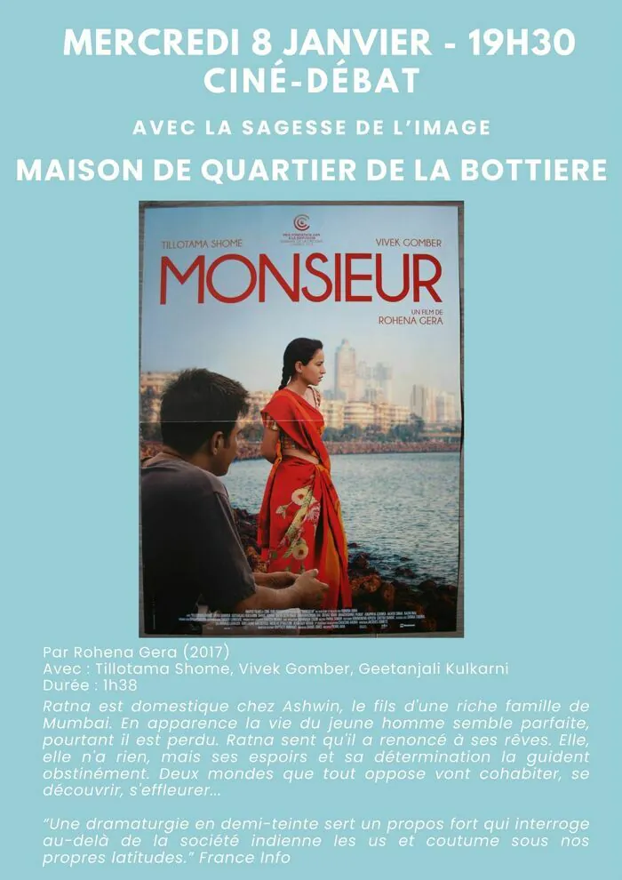 Monsieur - ciné-débat avec la Sagesse de l'Image Maison de Quartier Bottière Nantes