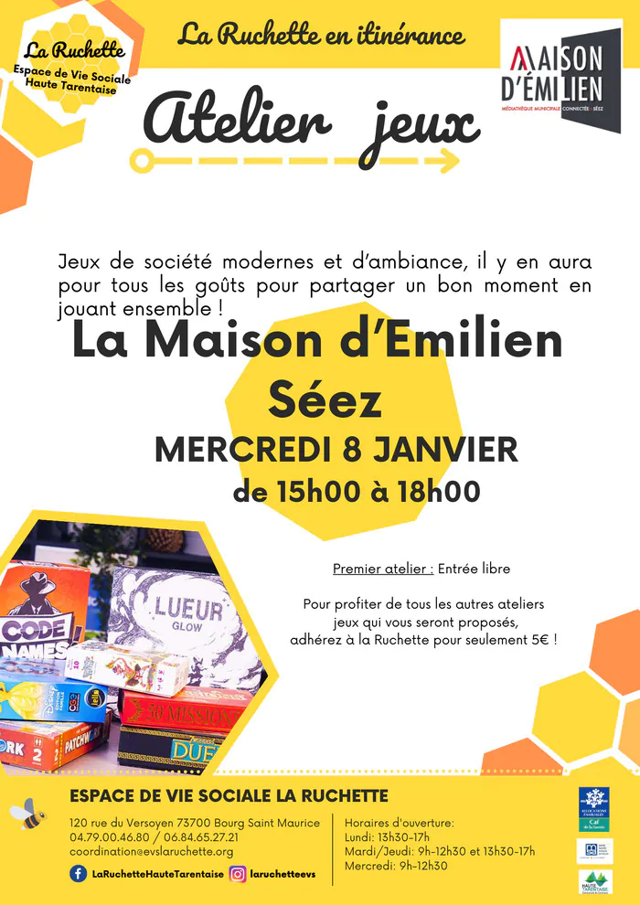 Atelier jeux Maison d'Emilien - Médiathèque de Séez Séez