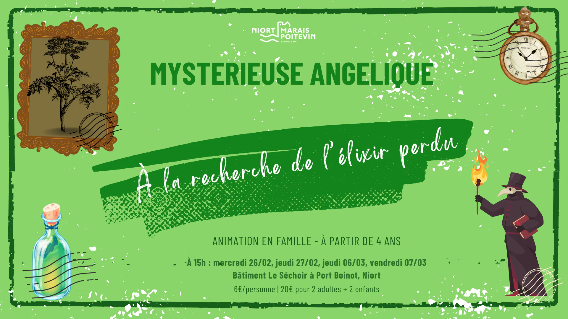 Animation famille "Mystérieuse Angélique À la recherche de l'elixir perdu" à Niort