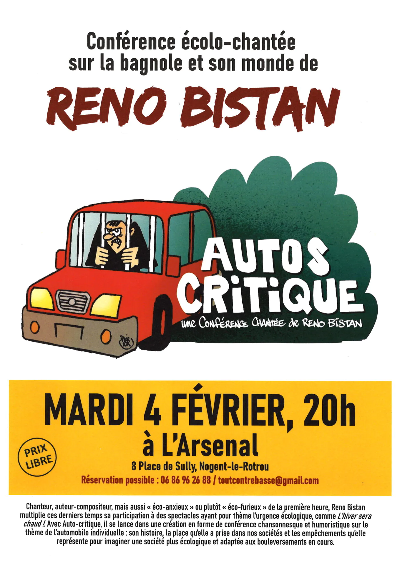 Reno Bistan Conférence écolo-chantée à l'Arsenal