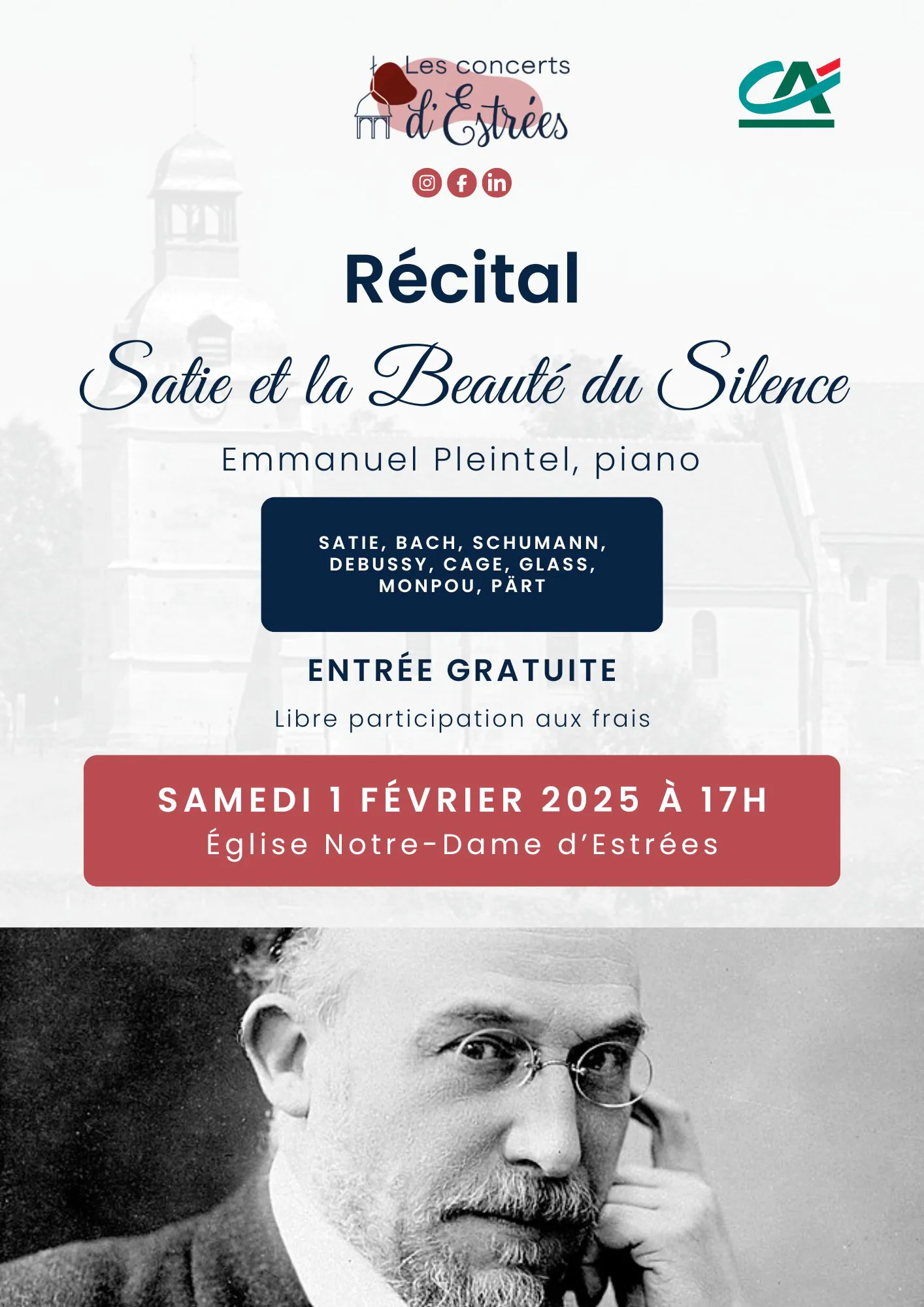 Les concerts d'estrées récital du 1er février satie et la beauté du silence