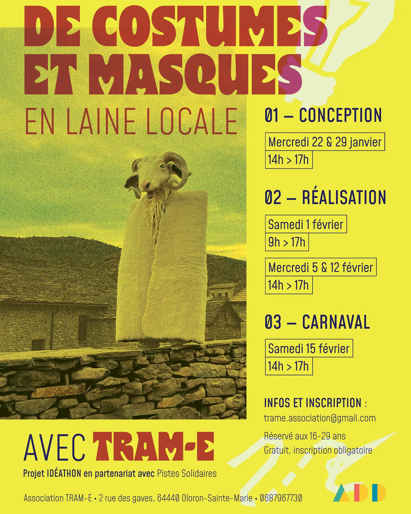 Atelier de conception de costumes et masques en laine locale