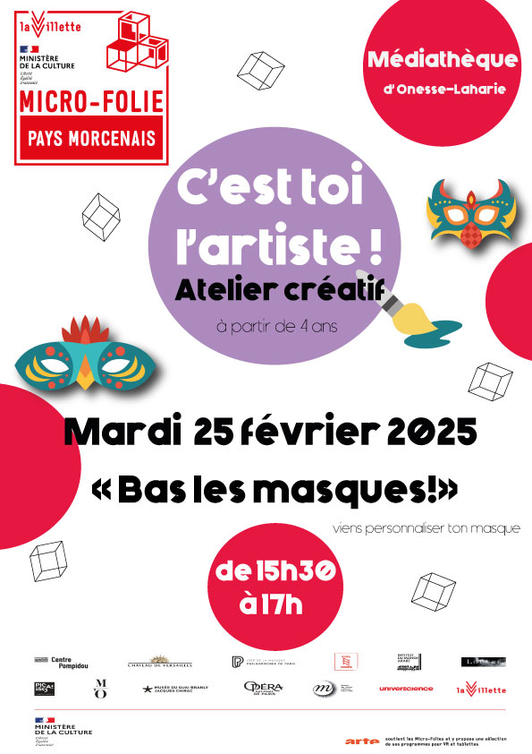 C'est toi l'artiste Atelier créatif "Bas les masques !"