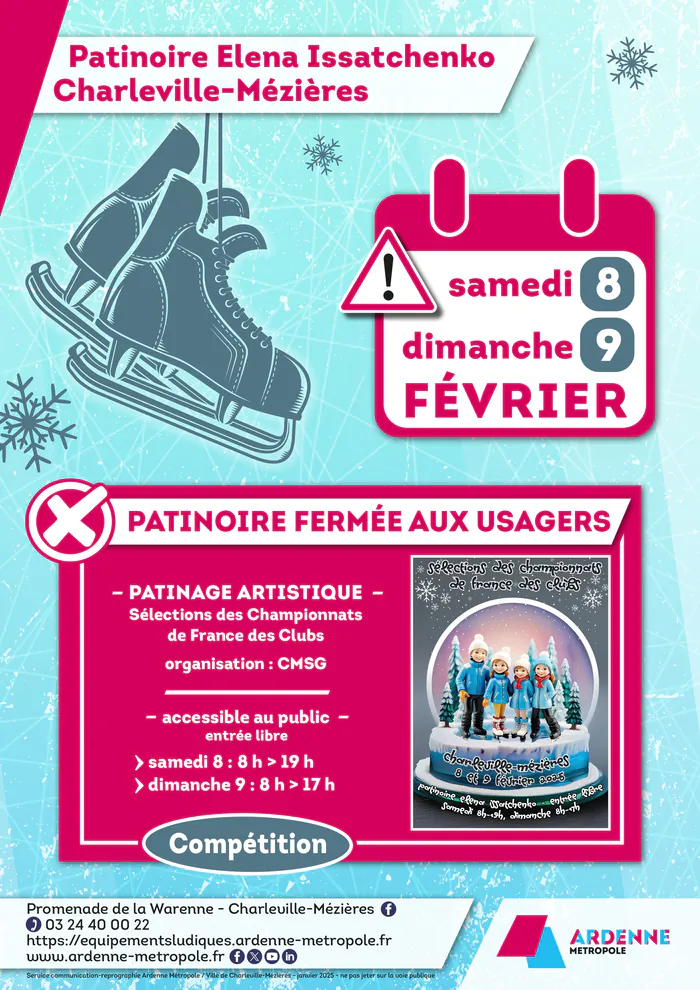 Patinage artistique - samedi 8 et dimanche 9 février 2025 Patinoire Elena Issatchenko Charleville-Mézières