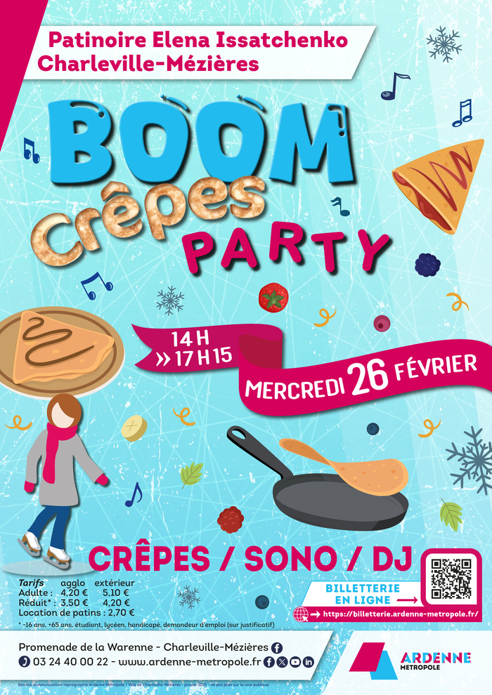 Boom Crêpes Party mercredi 26 février 2025 Patinoire Elena Issatchenko Charleville-Mézières