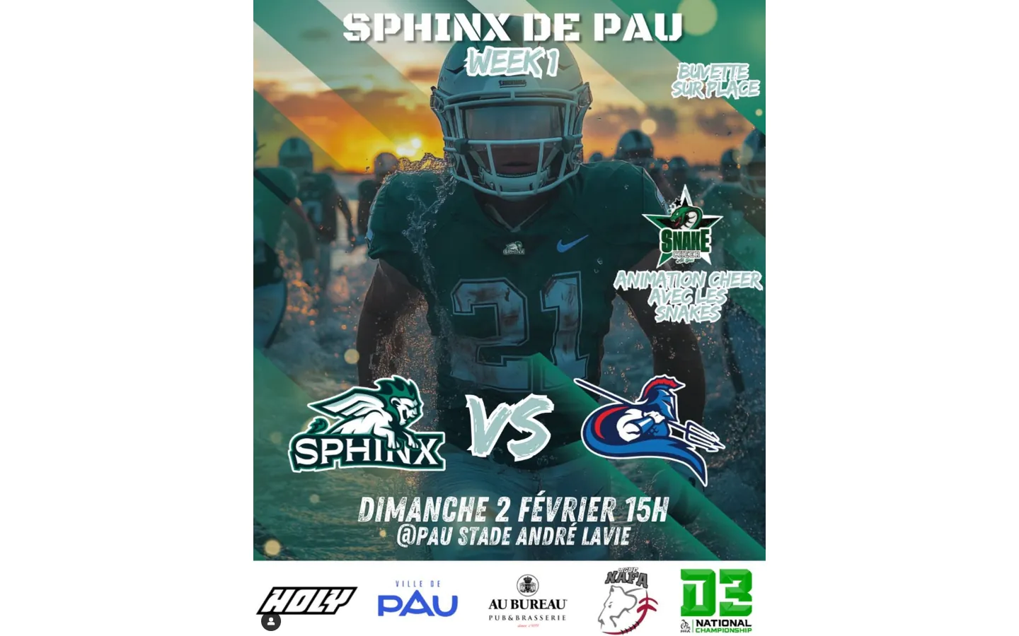 Football américain "Sphinx de Pau Vs Atlantes de Biarritz