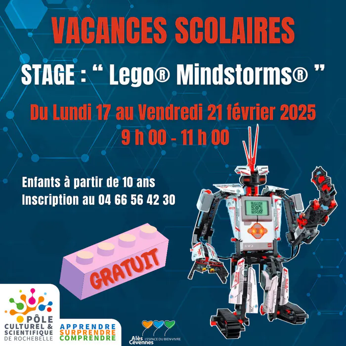 Stage vacances scolaires : "Lego® Mindstorms®" Pôle culturel et scientifique de Rochebelle Alès