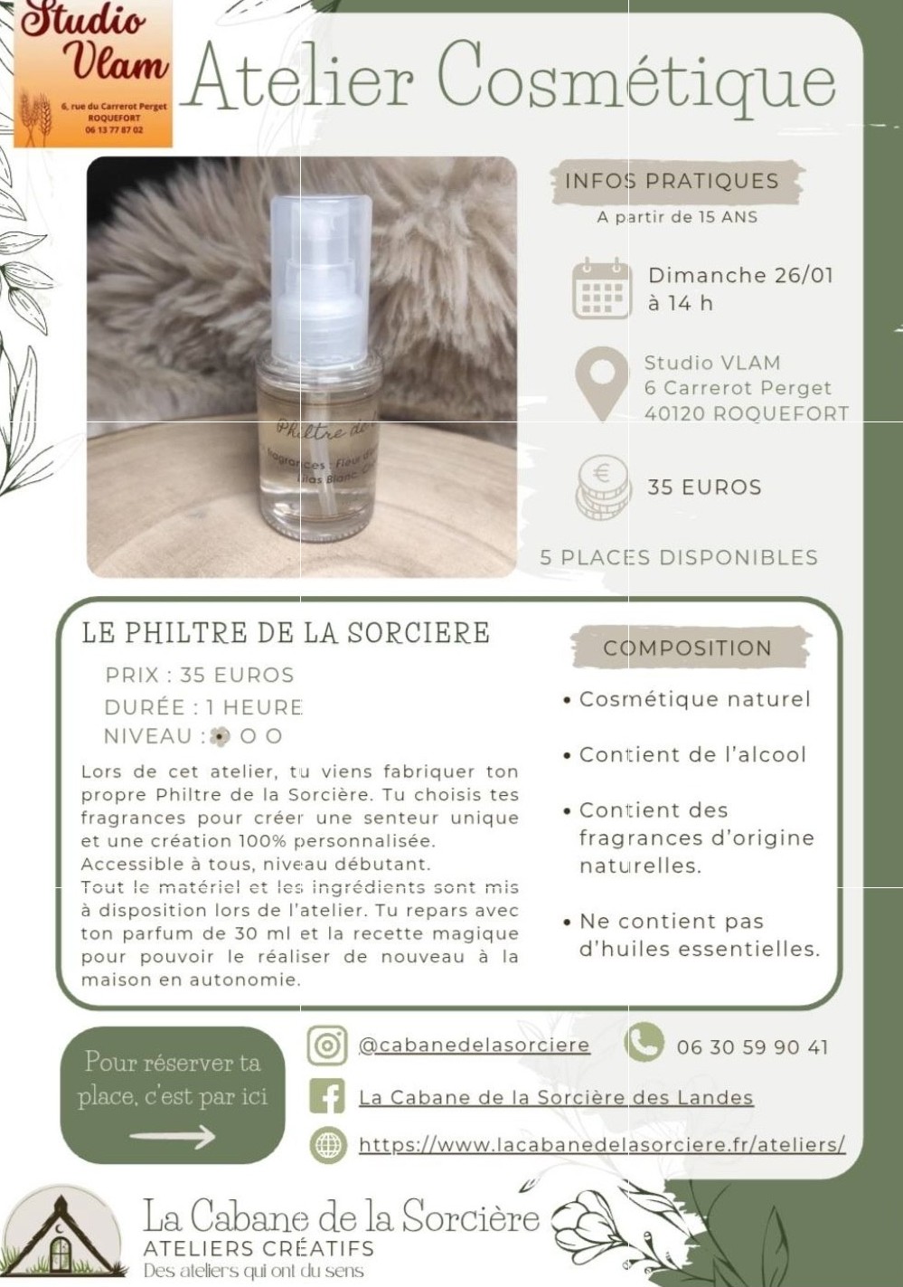 Atelier cosmétique Le philtre de la sorcière