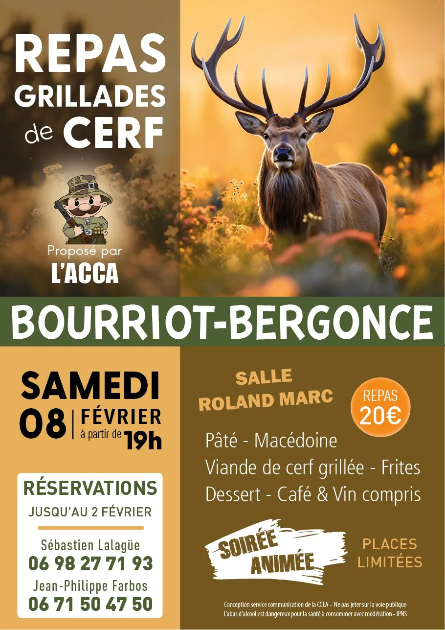 Repas grillades de cerf