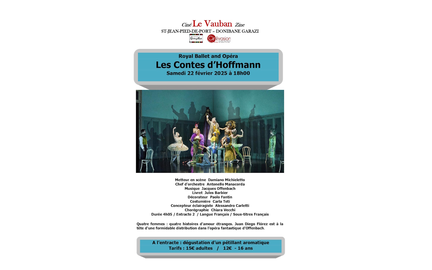 Retransmission du ballet "Les contes d'Hoffmann" par le Royal Ballet and Opéra