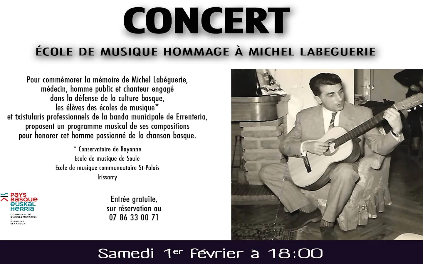 Concert de l'école de musique Amikuze Hommage à Michel Labéguerie