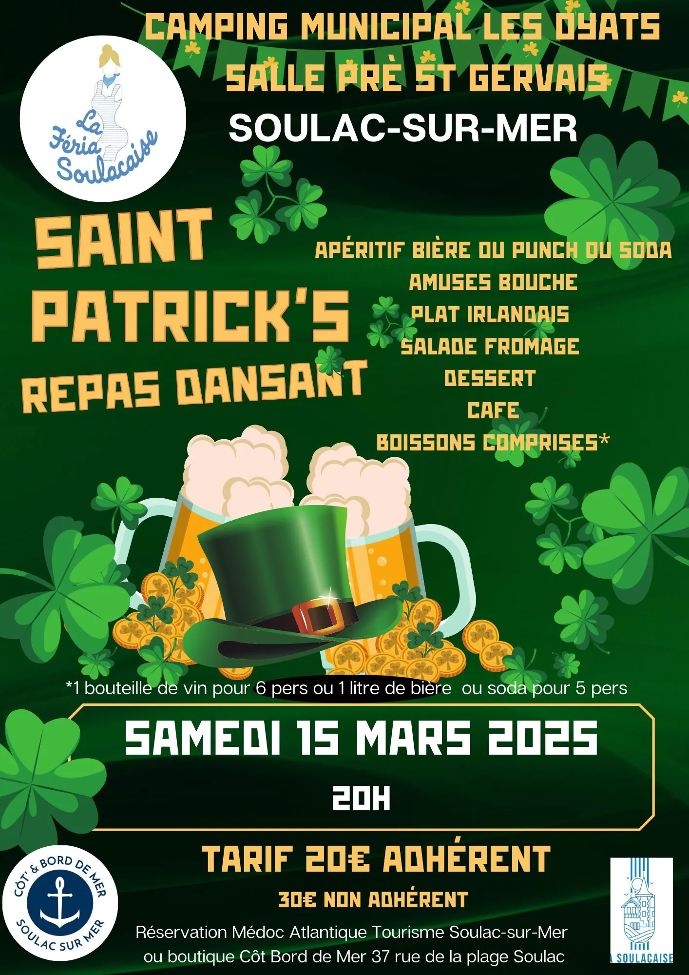 Saint Patrick's Repas dansant proposé par La féeeria Soulacaise