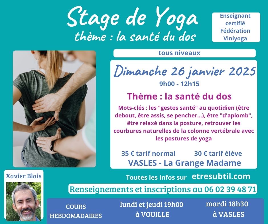 Stage de Yoga la santé du dos