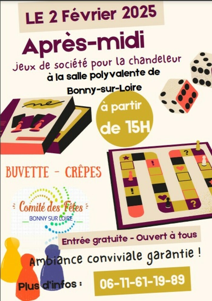 Venez Fêter la Chandeleur avec des Jeux de Société le dimanche 2 février 2025 SALLE POLYVALENTE Bonny-sur-Loire