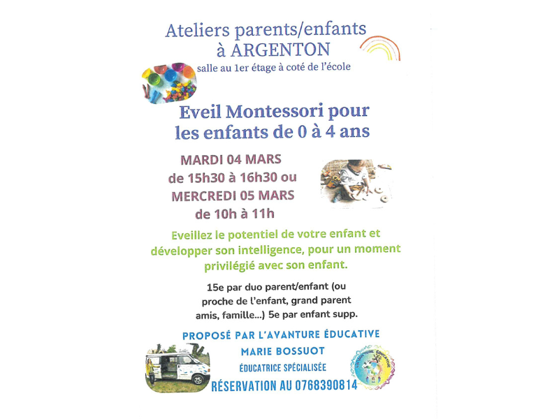 Atelier parents/enfants éveil Montessori