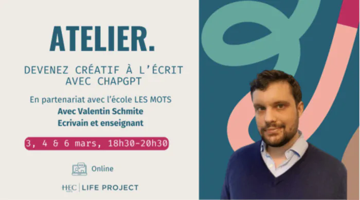 Atelier d'écriture en ligne "Devenez créatif à l'écrit avec ChatGPT" HEC Alumni Paris