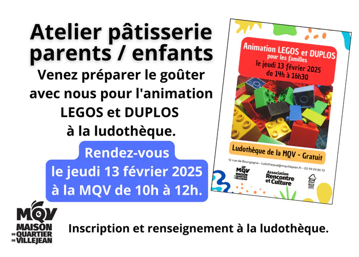 Sortir à Rennes, Atelier LEGO – DUPLOS Maison de quartier Villejean Jeudi 13 février, 10h00